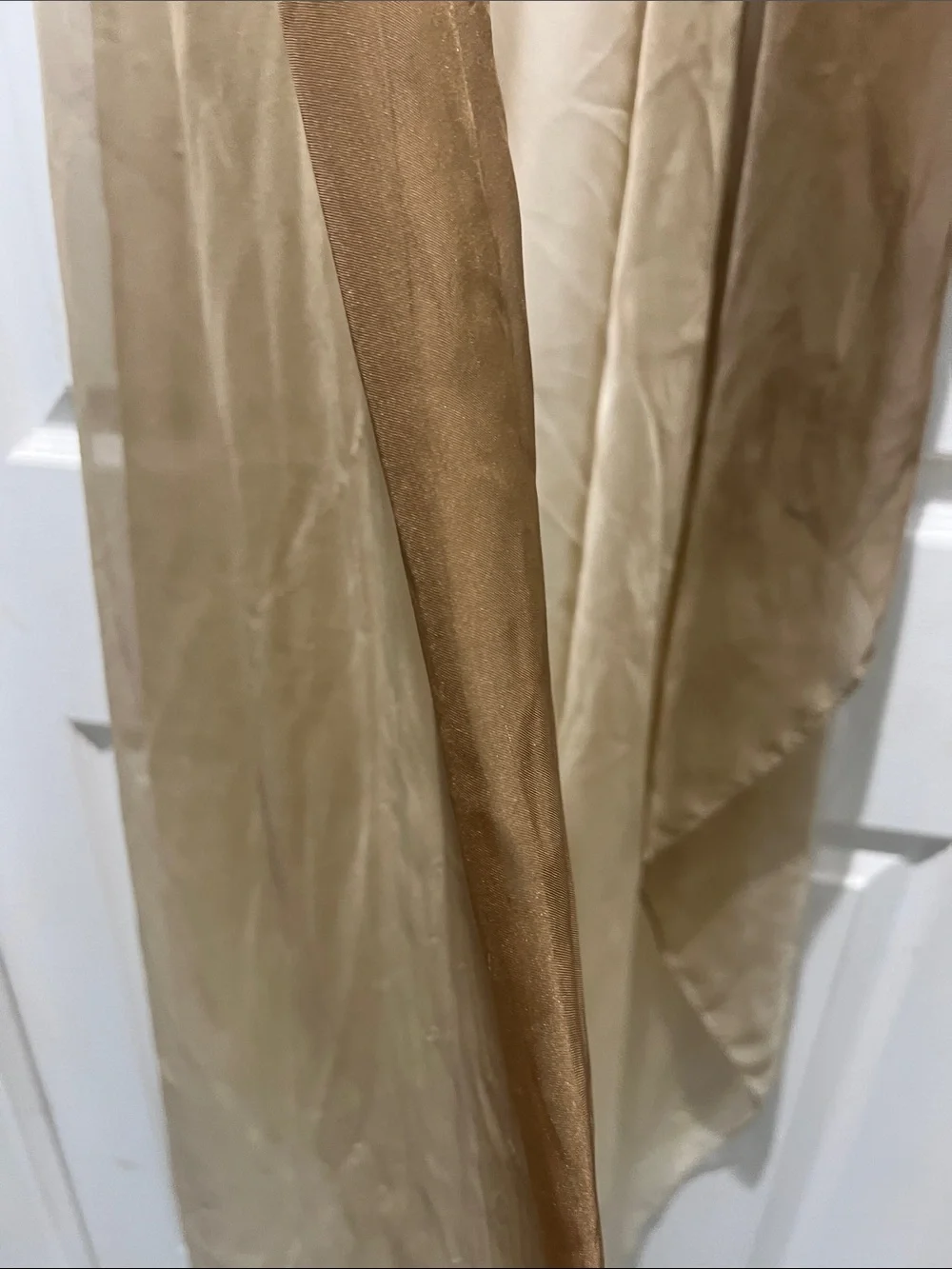 Ralph Lauren Two-Tone Sheer Silk Wrap Scarf in Cream and Brown - Picture 6 of 6